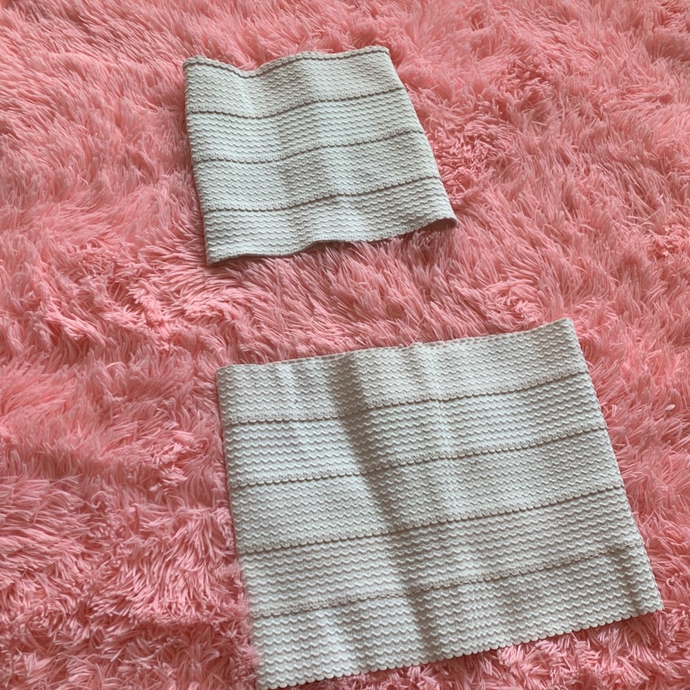 Matching 2 piece tube top and mini skirt